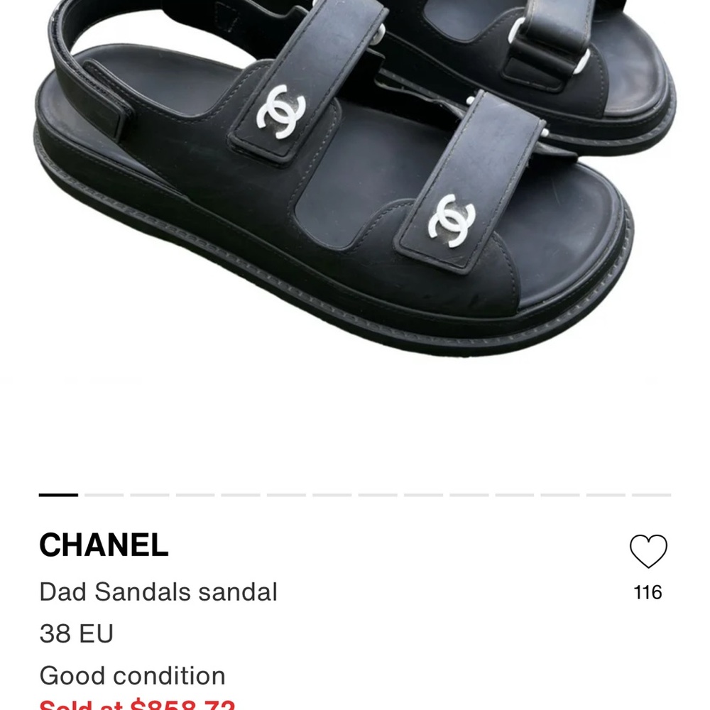 CHANEL Black Dad Sandals with Logo - Picture 7 of 7